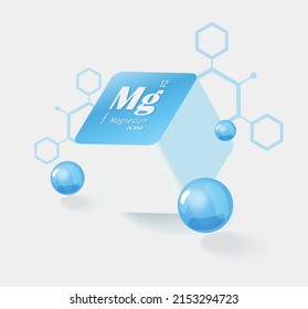 Magnesium. Chemicals, micro and macronutrients. Periodic table of Mendeleev. Microelements necessary for humans.
