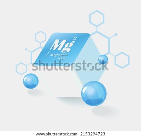 Magnesium. Chemicals, micro and macronutrients. Periodic table of Mendeleev. Microelements necessary for humans.