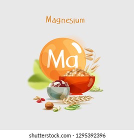Magnesium in food. Natural organic foods high in magnesium. Healthy nutrition as the basis of a healthy lifestyle.