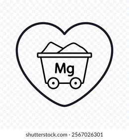 Magnesium icon in mining industry with periodic table element Mg symbol.