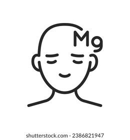 Magnesium Intake Headache Help Icon. Vector Outline Editable Isolated Sign Indicating Mineral's Role in Migraine Prevention and Relief.