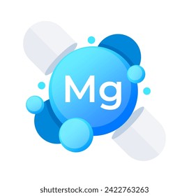 Magnesium Mg element visualized with serene blue spheres in modern vector illustration