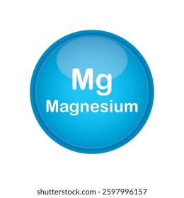 Magnesium Mg symbol inside a blue bubble, isolated on a white background, vector illustration 3d icon design. Health care concept sign. Magnesium supplement b6 vitamin food Mg potassium. EPS 10