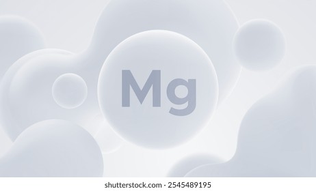 Magnesium mineral soft white particle. Vector 3d illustration. Liquid shapes. Dietary supplement product concept.