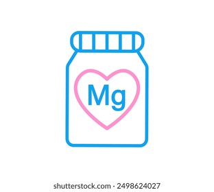 Magnesium Minerals Element Emblem Vector Line Icon. Vitamins Complex Essential Supplement, Health Care. 