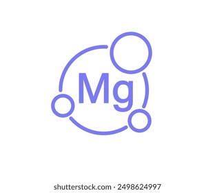 Magnesium Minerals Element Emblem Vector Line Icon. Vitamins Complex Essential Supplement, Health Care.