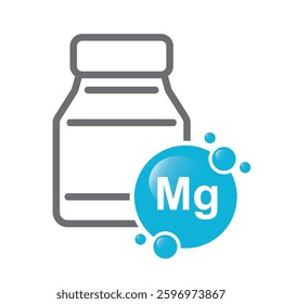 Magnesium Minerals Element Emblem Vector Line Icon. Vitamins Complex Essential Supplement, Health Care.