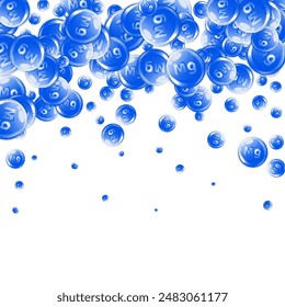 Magnesium round capsules scattered randomly.  Beauty treatment and nutrition skin care.   Healthy life concept. Essential vitamins vector illustration. 