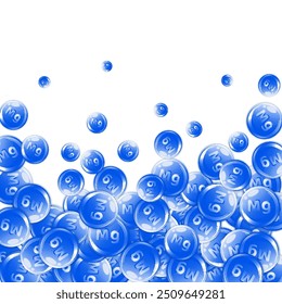 Cápsulas redondas de magnesio dispersas al azar.  Tratamiento de belleza y nutrición cuidado de la piel.   Ilustración vectorial de vitaminas esenciales.  Concepto de vida saludable.