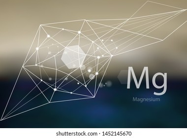 Magnesium. A series of trace elements. Modern style, abstract background with polygonal elements. Science, research, medicine, technogenic direction.