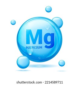 Magnesiumergänzungsmittel b6 Vitamin-Food-Illustration Symbol. Mg Kalium mineralblau 3D Magnesiumgrafik