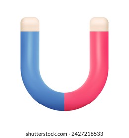 
Magnet 3d Icon. Cartoon Minimal Style. Trendy Vector Realistic Illustration.