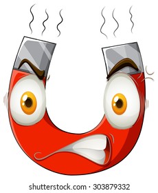 Magnet with angry face illustration