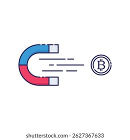 Magnet attracting a bitcoin coin icon