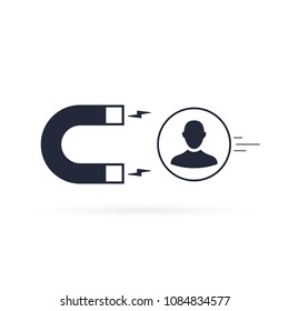 Magnet attracting Customer people icon flat design. Vector icon illustration.