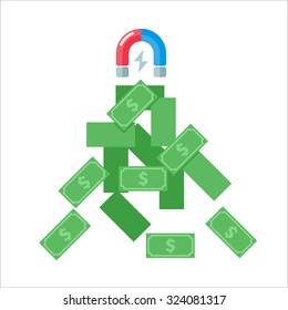Magnet attracting dollar bills