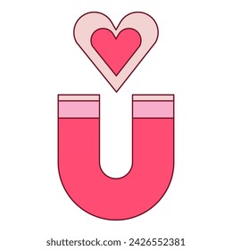 Magnet attracting heart concept on white background