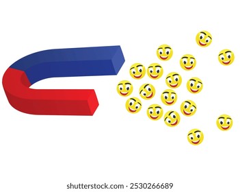 Magnet attracting likes. vector illustration