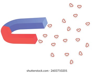 Magnet attracting likes. vector illustration