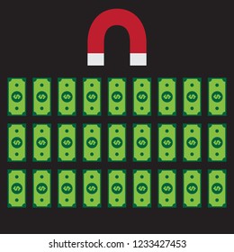 Magnet attracting money illustration