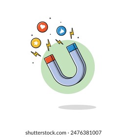 Magnet Attracting Reactions Vector Illustration. Digital Marketing Concept Design