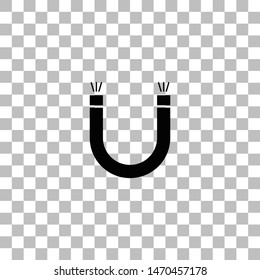 Magnet. Black flat icon on a transparent background. Pictogram for your project