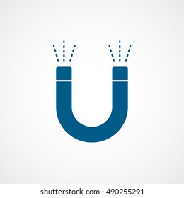 Magnet Blue Flat Icon On White Background