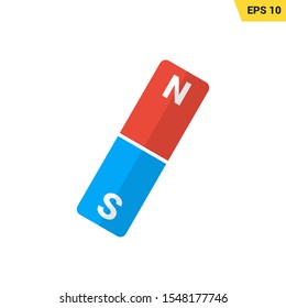 magnet with blue and red icon in flat style