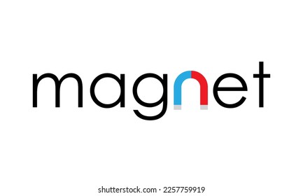 Magnet calligraphy with bar magnet vector illustration