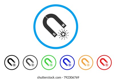 Magnet Cardano rounded icon. Style is a flat grey symbol inside light blue circle with bonus colored variants. Magnet Cardano vector designed for web and software interfaces.