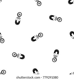 Magnet with coin pattern repeat seamless in black color for any design. Vector geometric illustration