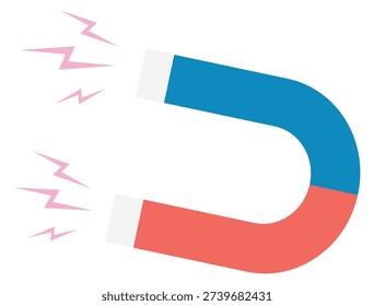 Magnet color icon. Attraction force. Physics power