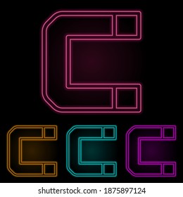 magnet color neon set. Simple thin line, outline vector of web icons for ui and ux, website or mobile application