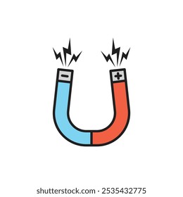 Icono de Vector coloreado del imán en el fondo blanco