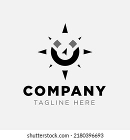 magnet and compass vector logo template