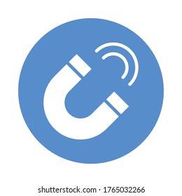 magnet device block style icon vector illustration design