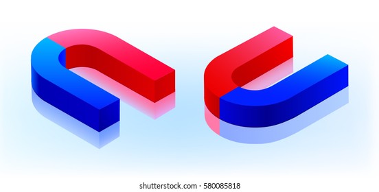 Magnet in different positions. Vector illustration