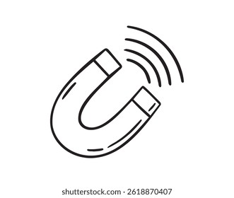 ícone de desenho à mão de doodle de ímã. Contornar o símbolo de clipart da linha do ímã do desenho. Ilustração vetorial