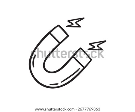 magnet doodle hand drawn icon. Outline drawing magnet line clipart symbol. Vector illustration