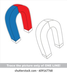 Magnet. Dot to dot educational game for kids, the one line tracing page.