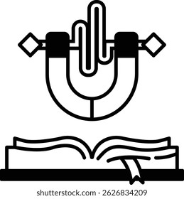 A magnet is drawn on top of an open book