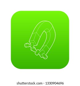 Magnet draws to itself different people icon green vector isolated on white background