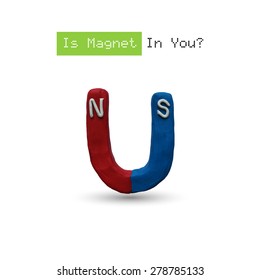 Magnet, easy to edit layers, easy to edit grouped objects. Vector illustration. Plasticine modeling.