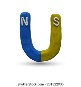 Magnet, easy to edit layers, easy to edit grouped objects. Vector illustration. Plasticine modeling.