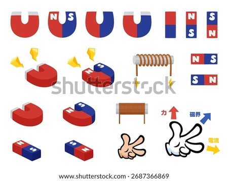 Magnet and electromagnet illustration material set