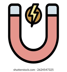 Magnet energy icon. Outline magnet energy vector icon color flat isolated