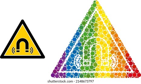 Magnet field danger composition icon of spheric blots in variable sizes and rainbow colored color tints. A dotted LGBT-colored magnet field danger for lesbians, gays, bisexuals, and transgenders.