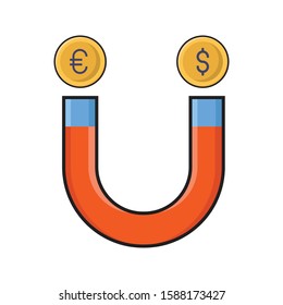 magnet flat color line icon 