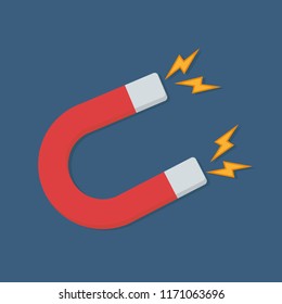 Magnet flat design icon concept. Vector icon