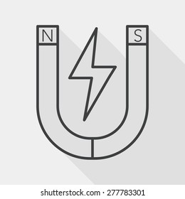 Magnet flat icon with long shadow, line icon